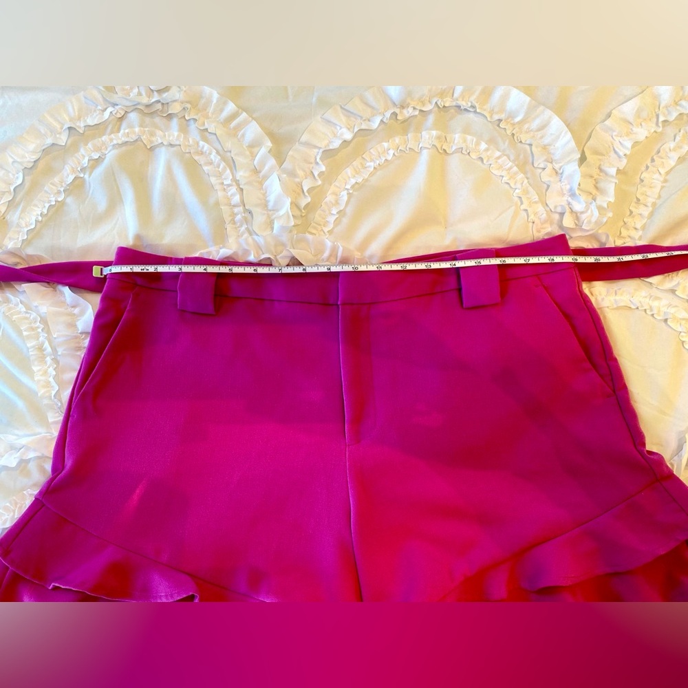 Eloquii Pink Ruffle Trimmed Shorts with Coordinating Tie Belt Size 14 - Picture 11 of 12